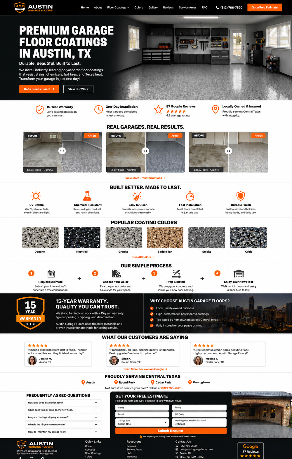 Лендинг Austin Garage Floors
